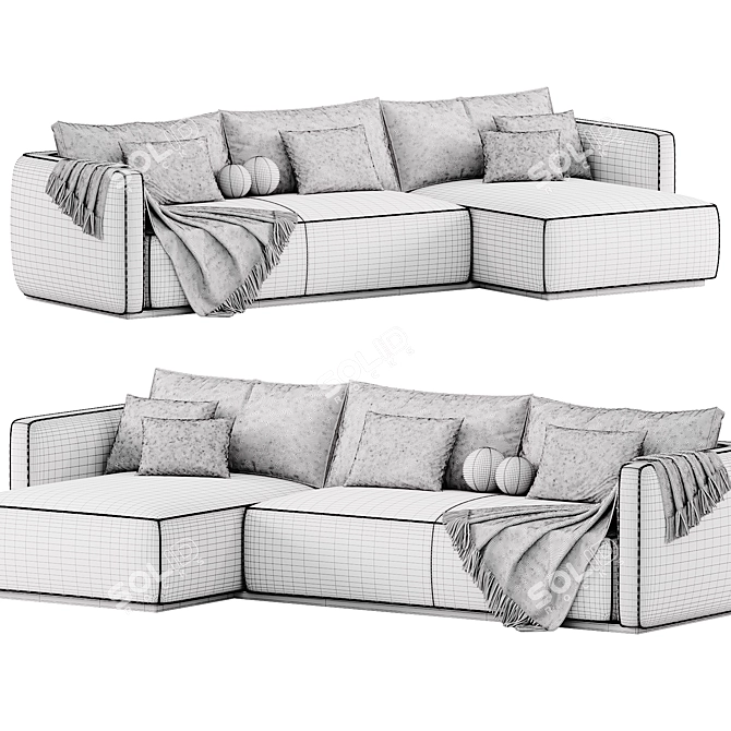 Sleek ESSE Sofa Blanche Design 3D model image 4