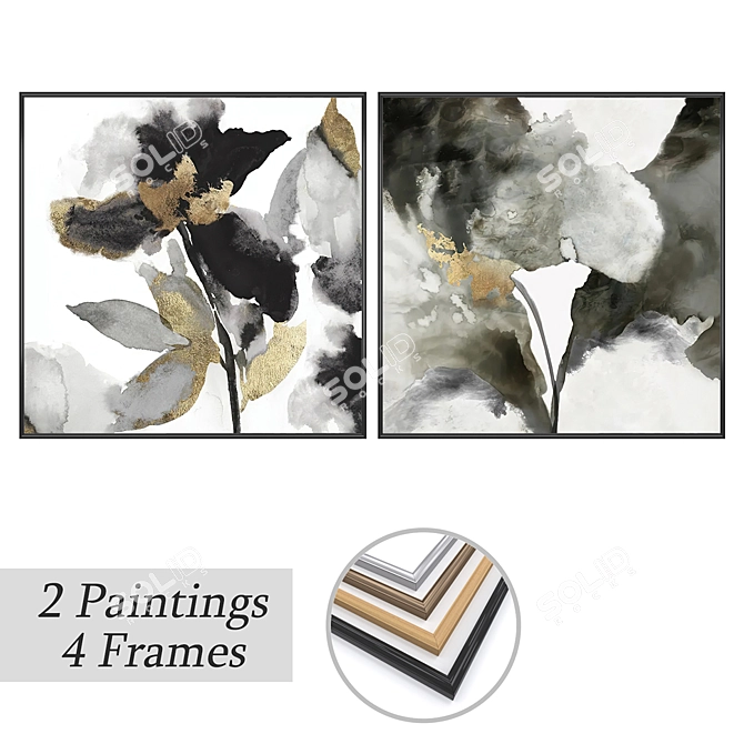 Gallery Art Set with Frames 3D model image 1