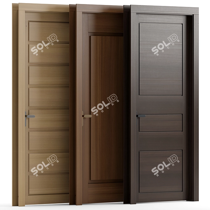 Wood and Metal Interior Doors 3D model image 1