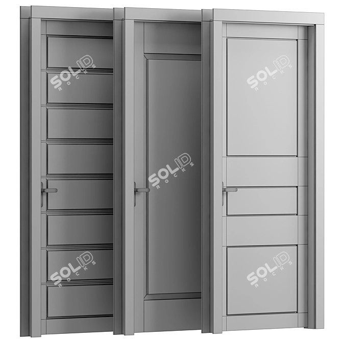 Wood and Metal Interior Doors 3D model image 4