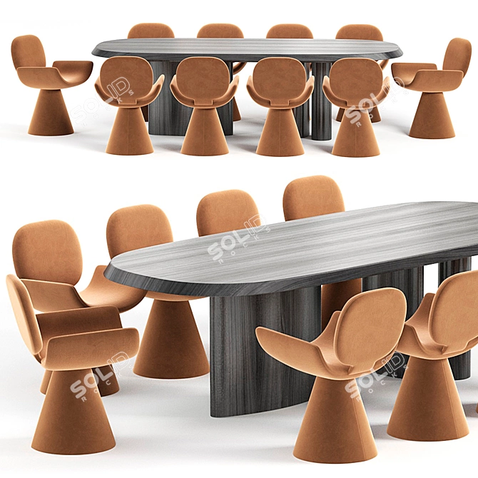 Modern Geometric Table & Chair 3D model image 3