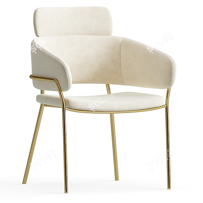 Modern Beige Latte Accent Chair 3D model image 3