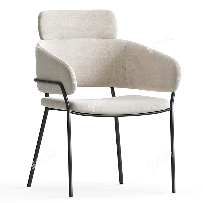 Modern Beige Latte Accent Chair 3D model image 4