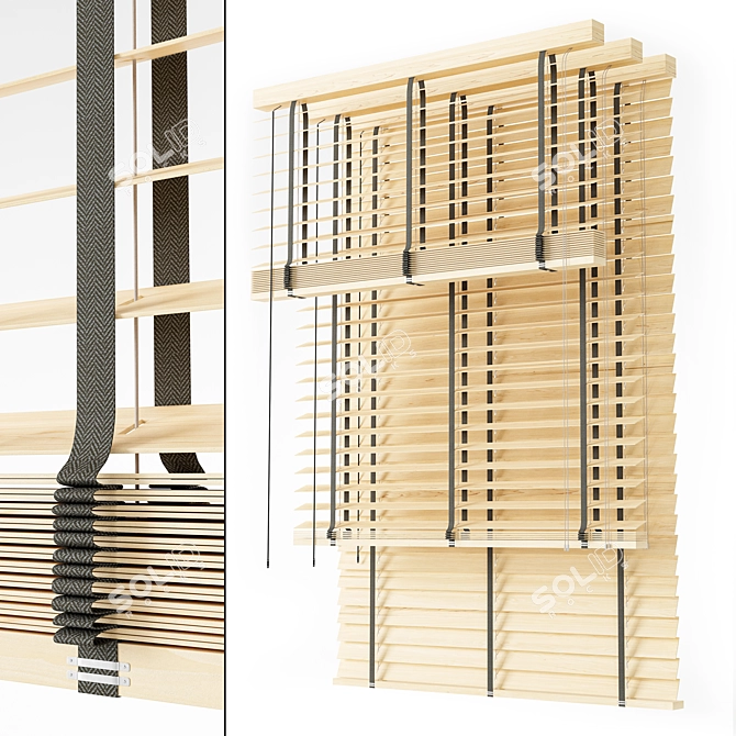 Versatile Wooden Blinds Set 14 3D model image 1