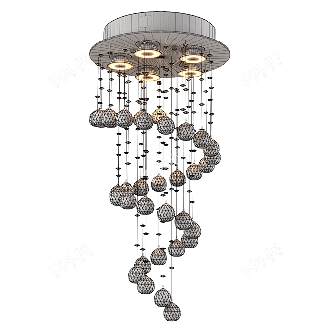 Spiral Crystal Silver Chandelier 3D model image 4