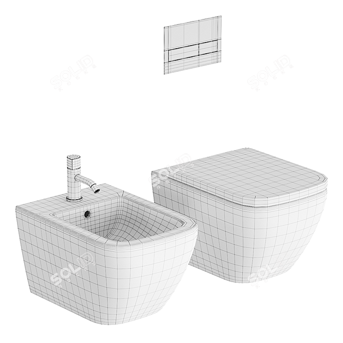 Bianca Wall-Hung WC & Bidet 3D model image 5