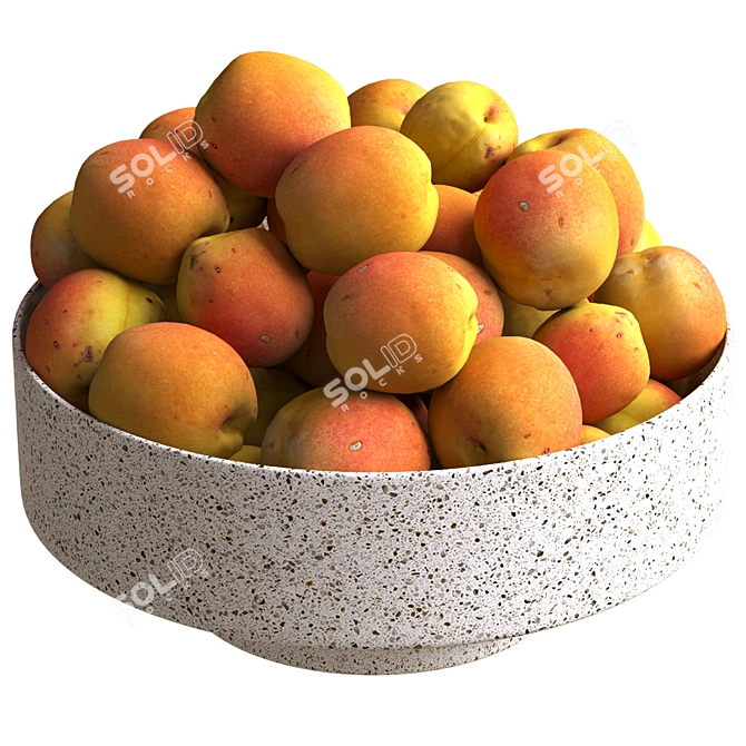 Fresh Apricots in Bowl 3D model image 2