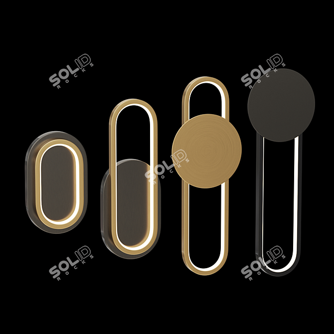 Elegant LED Brass Wall Lights 3D model image 2