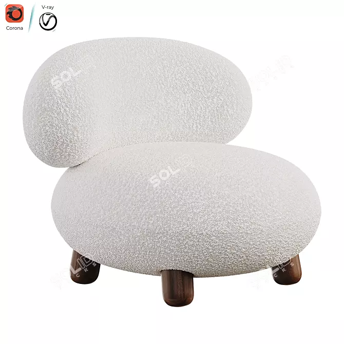 Modern Flock Lounge Chair Design 3D model image 1