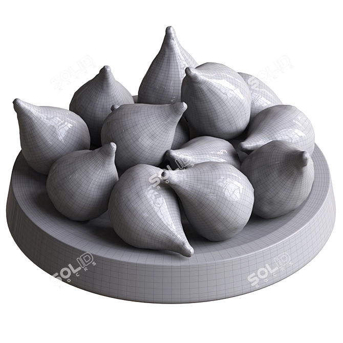 Dried Figs in Decorative Bowl 3D model image 4