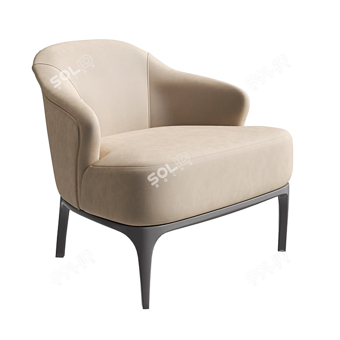 Primo Microvelour and Wood Chair 3D model image 1