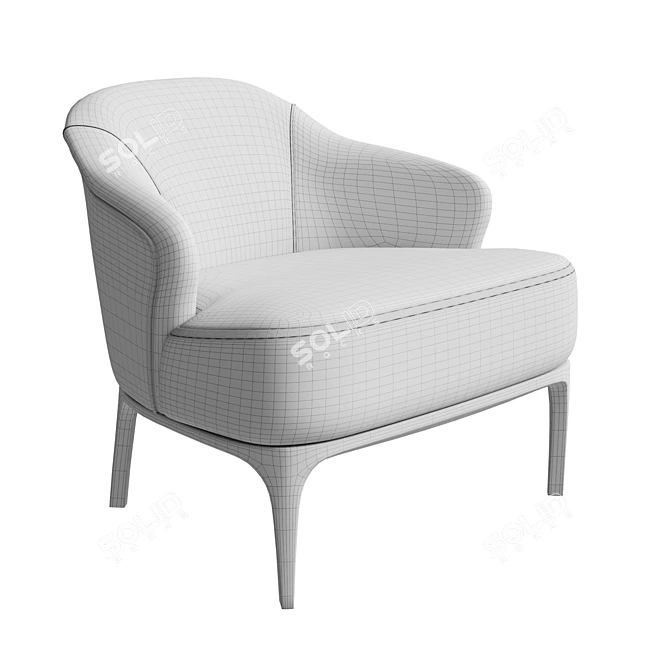 Primo Microvelour and Wood Chair 3D model image 2