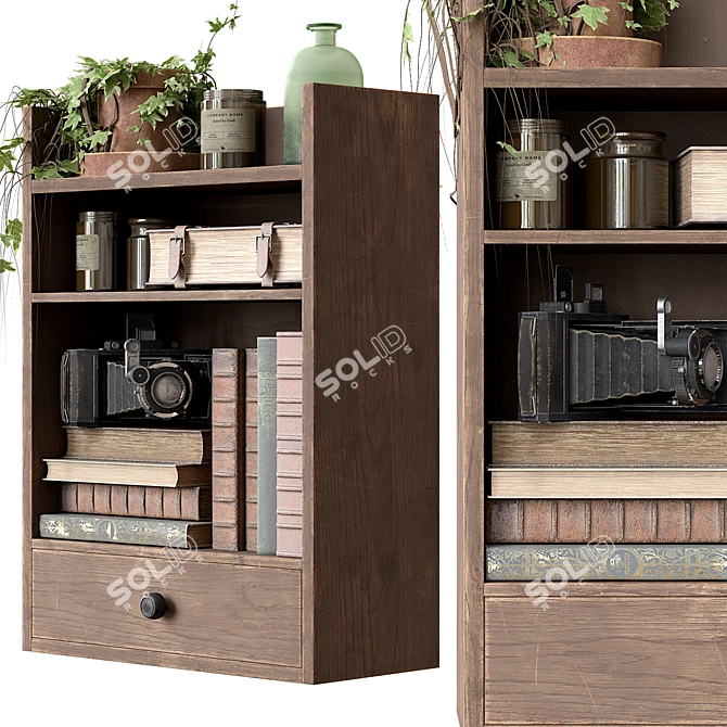 Vintage Bookshelf Shelf 3D model image 1