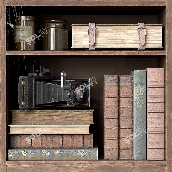 Vintage Bookshelf Shelf 3D model image 3