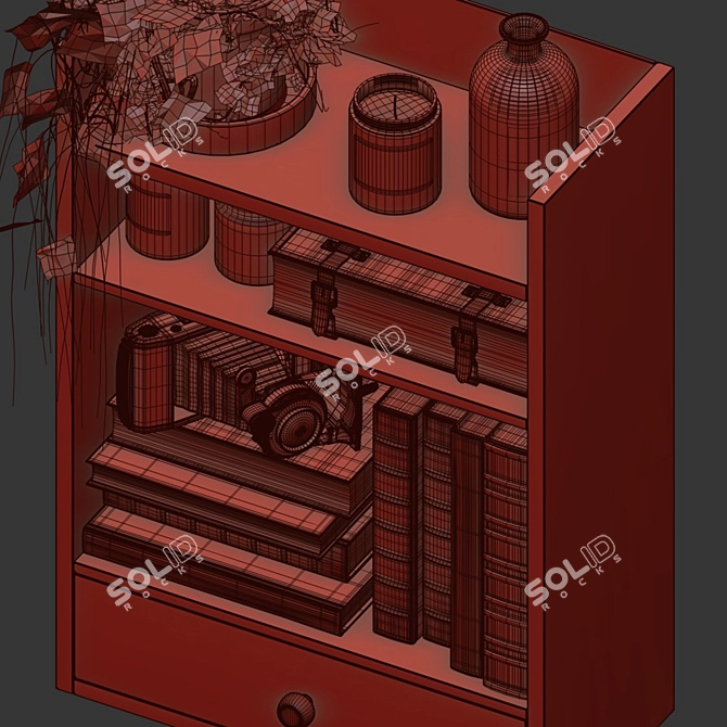 Vintage Bookshelf Shelf 3D model image 5