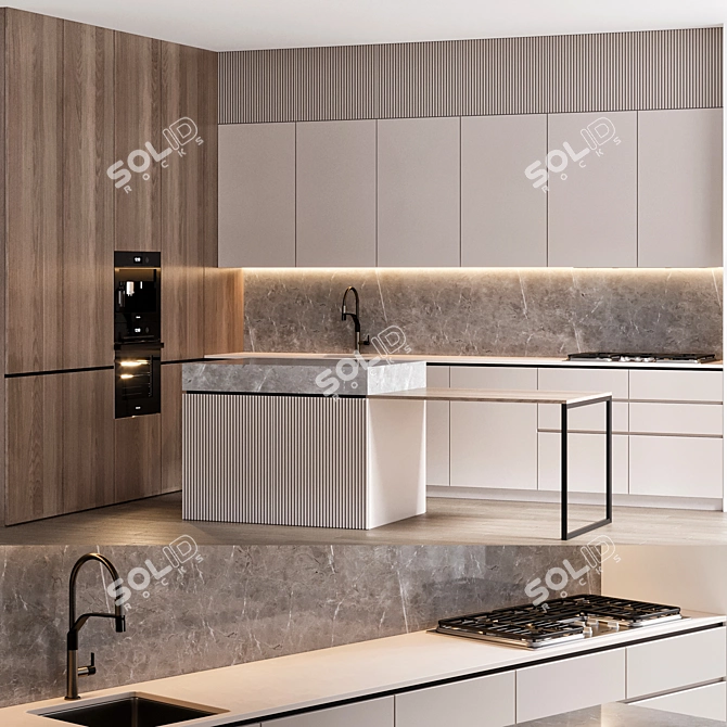 Modern Kitchen Setup: Miele, Gessi 3D model image 1