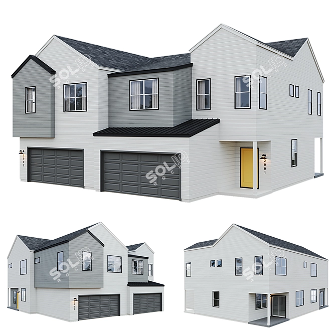 Low Poly American House 07 3D model image 1