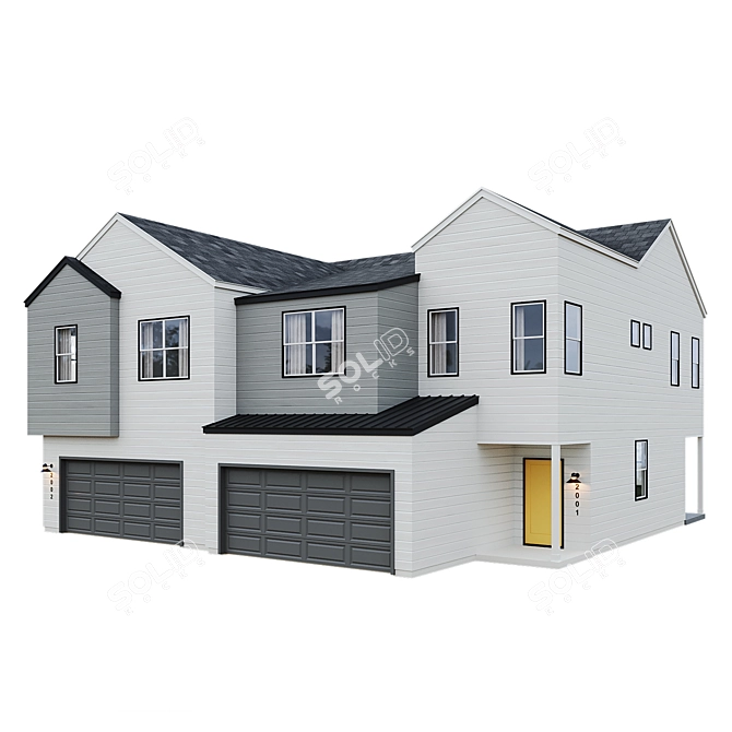 Low Poly American House 07 3D model image 2