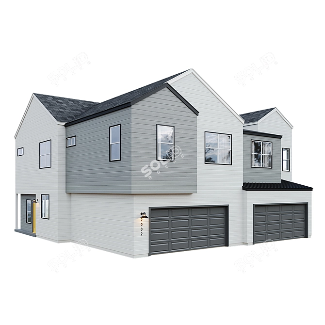 Low Poly American House 07 3D model image 3