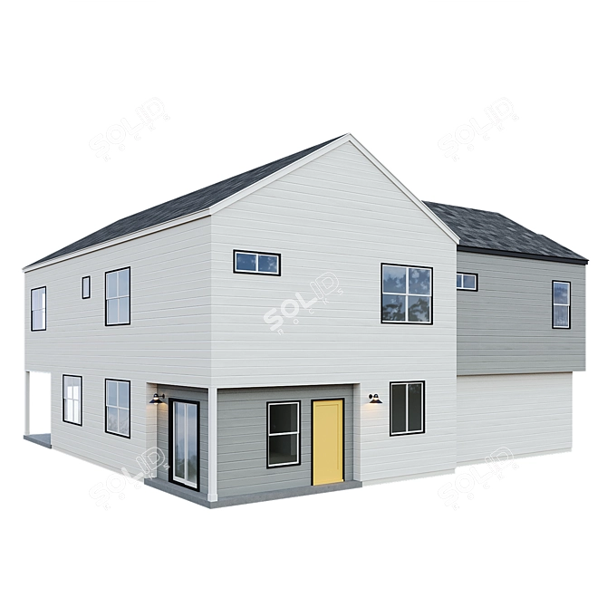 Low Poly American House 07 3D model image 5