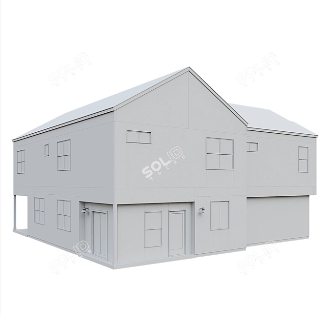 Low Poly American House 07 3D model image 7