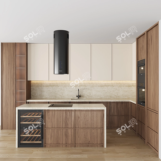 Modern Minimalist 3D Kitchen Model 3D model image 1