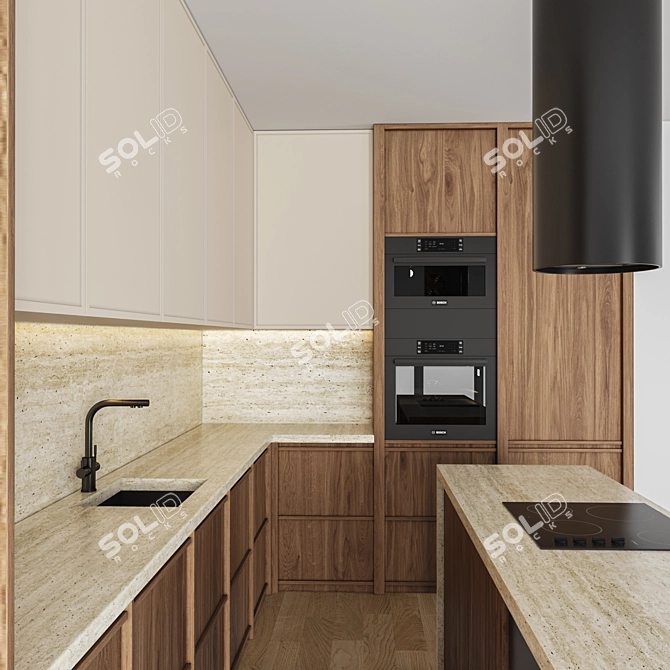 Modern Minimalist 3D Kitchen Model 3D model image 3