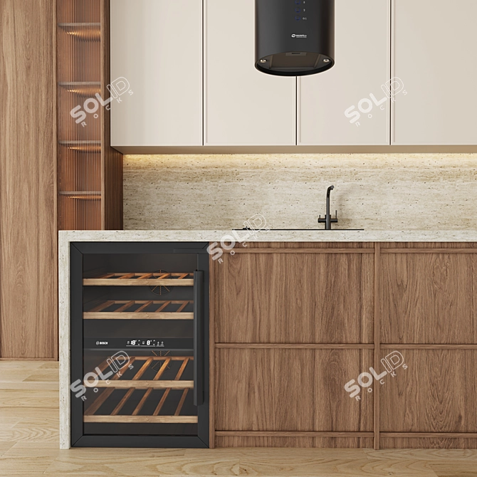 Modern Minimalist 3D Kitchen Model 3D model image 5