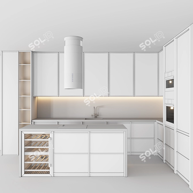 Modern Minimalist 3D Kitchen Model 3D model image 6