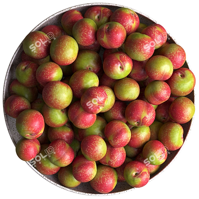 Red Plum in Elegant Bowl 3D model image 3