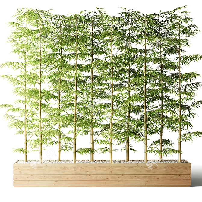 Bamboo Glass Office Partition 3D model image 1