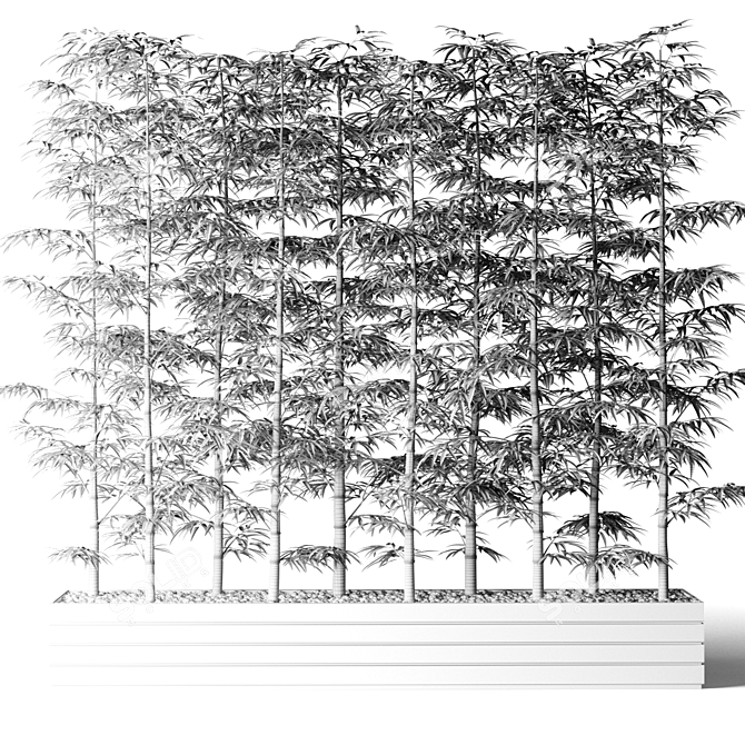 Bamboo Glass Office Partition 3D model image 2