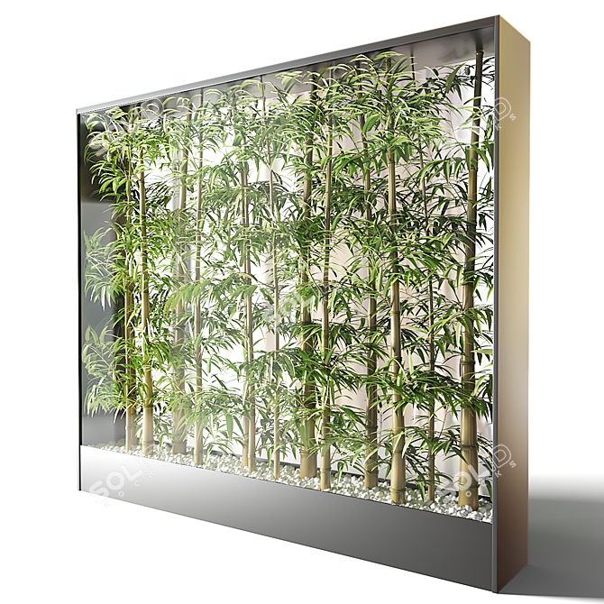 Bamboo Glass Office Partition 3D model image 4