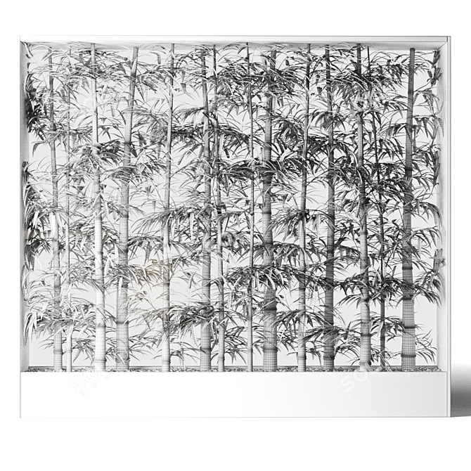 Bamboo Glass Office Partition 3D model image 5