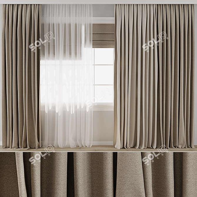 Texture-Enhanced Curtain Model Bundle 3D model image 1