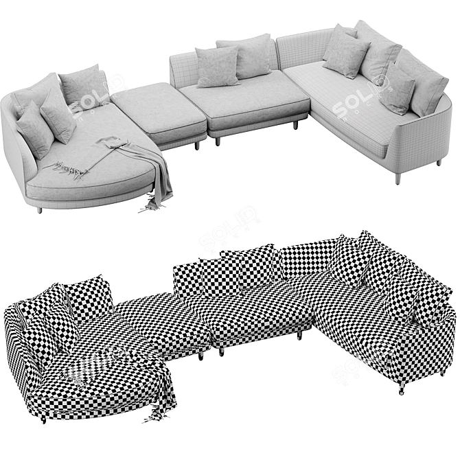 Modern Rolf Benz Kumo Sofa 3D model image 6