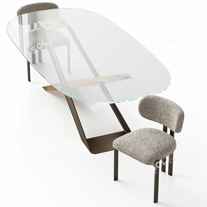 Customizable Bay Metal Chair & Naturedesign X Table 3D model image 3