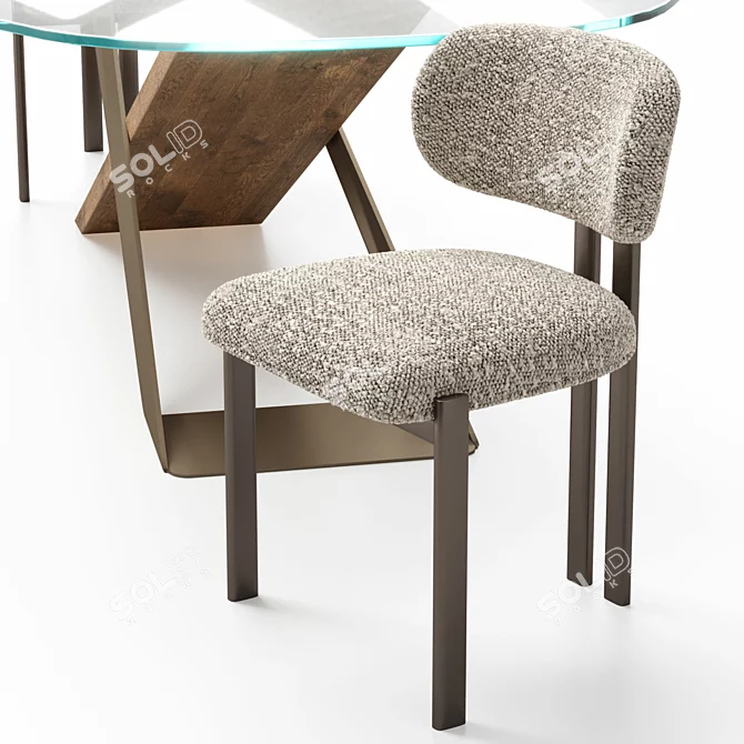 Customizable Bay Metal Chair & Naturedesign X Table 3D model image 4