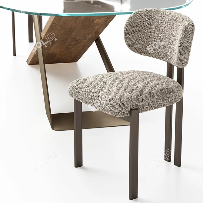 Customizable Bay Metal Chair & Naturedesign X Table 3D model image 10