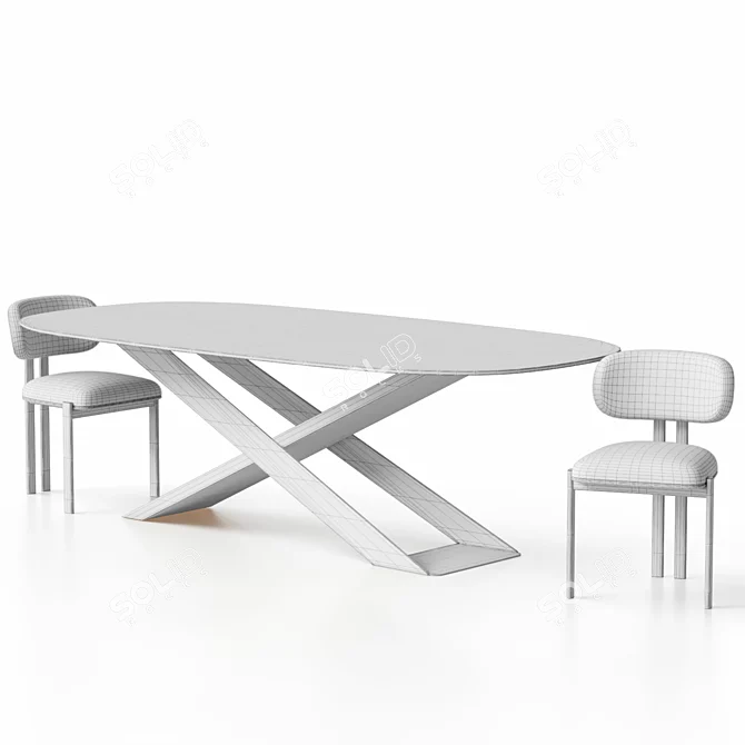 Customizable Bay Metal Chair & Naturedesign X Table 3D model image 11