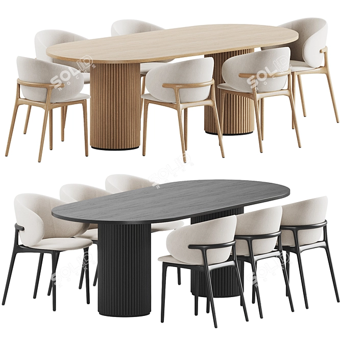 Modern Elegance Dining Set 3D model image 2