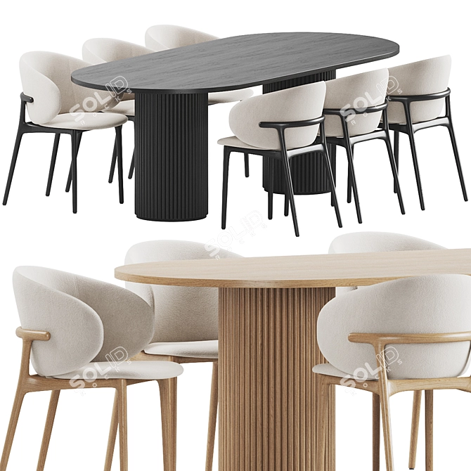 Modern Elegance Dining Set 3D model image 3