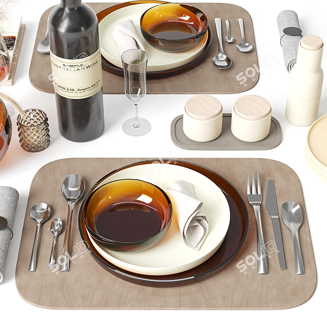  Modern Tableware Set for 3D 3D model image 3