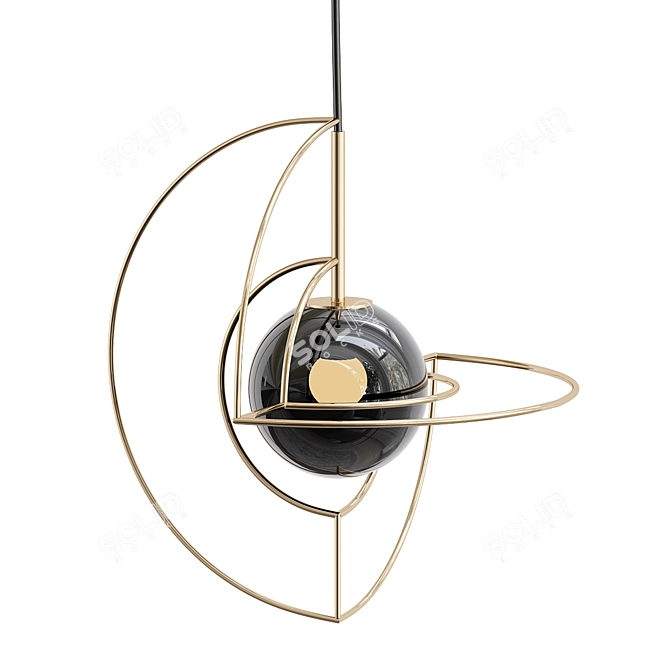 Elegant Black Brass Chandelier Fixture 3D model image 1