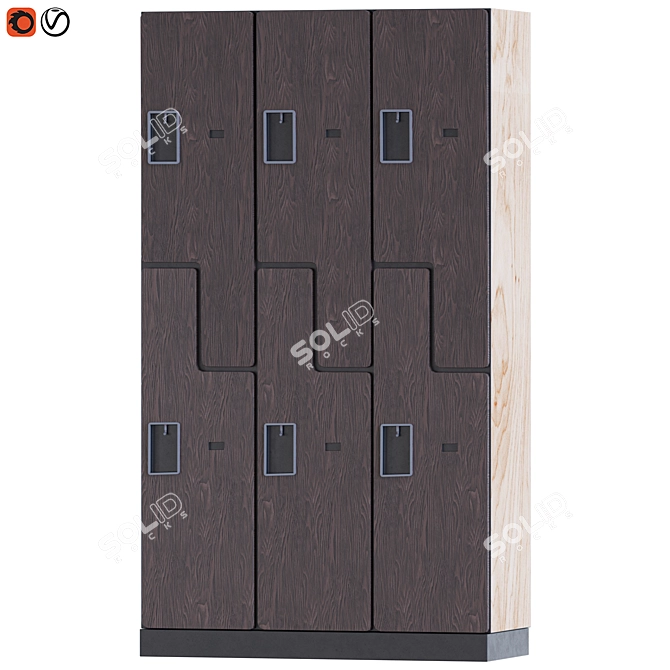 Two-Tier 3-Wide Gym Locker 3D model image 2