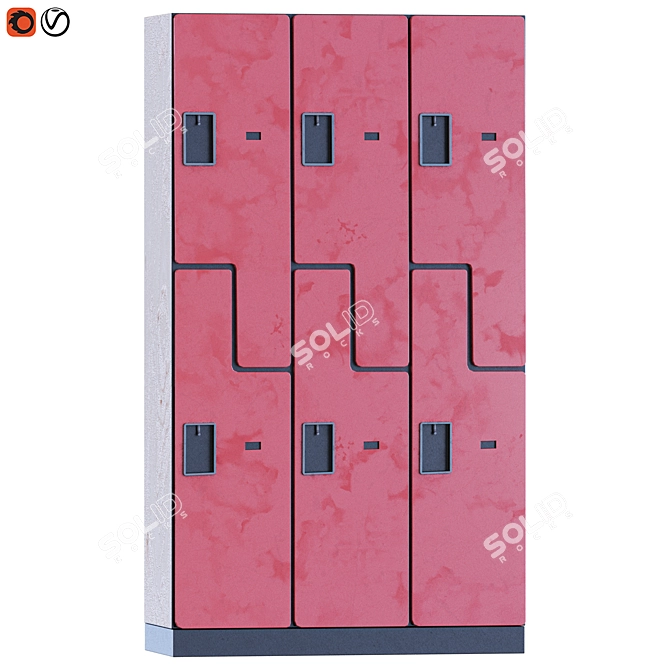 Two-Tier 3-Wide Gym Locker 3D model image 4