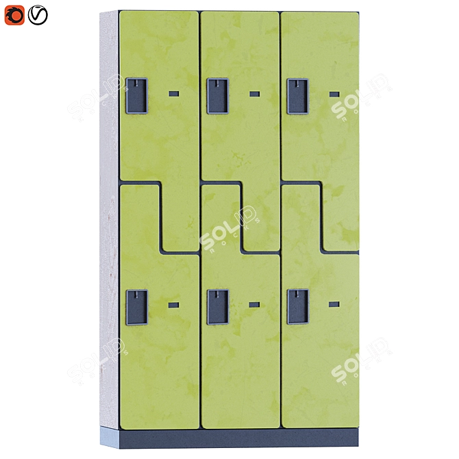 Two-Tier 3-Wide Gym Locker 3D model image 5