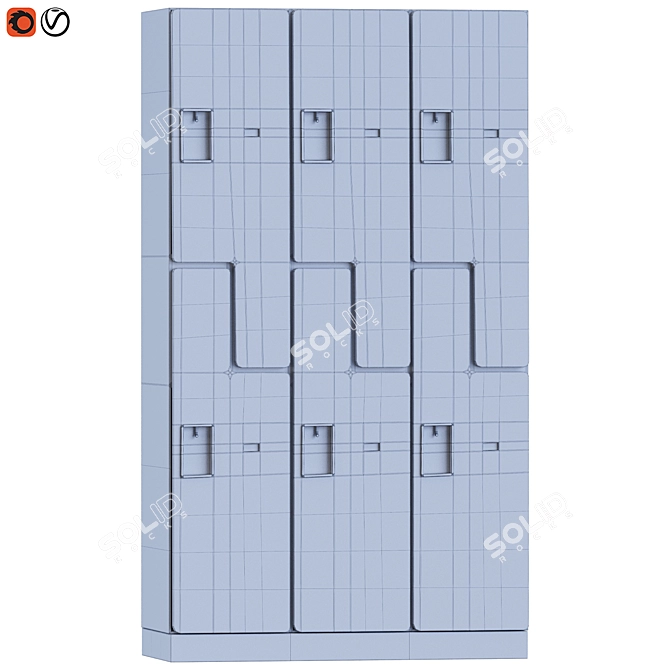 Two-Tier 3-Wide Gym Locker 3D model image 7