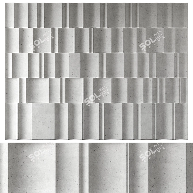  Wave Textured Concrete Panel 3D model image 1