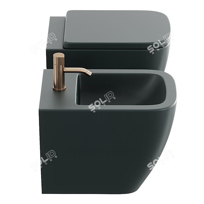 Bianca Floor Mounted Toilet Bidet 3D model image 4